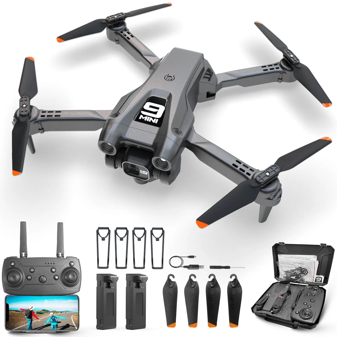 Foldable Drone with 1080P HD FPV Camera, Wifi RC Quadcopter, 360° Flip & Waypoint Flight - Perfect for Kids, Adults & Beginners - Includes 2 Batteries!