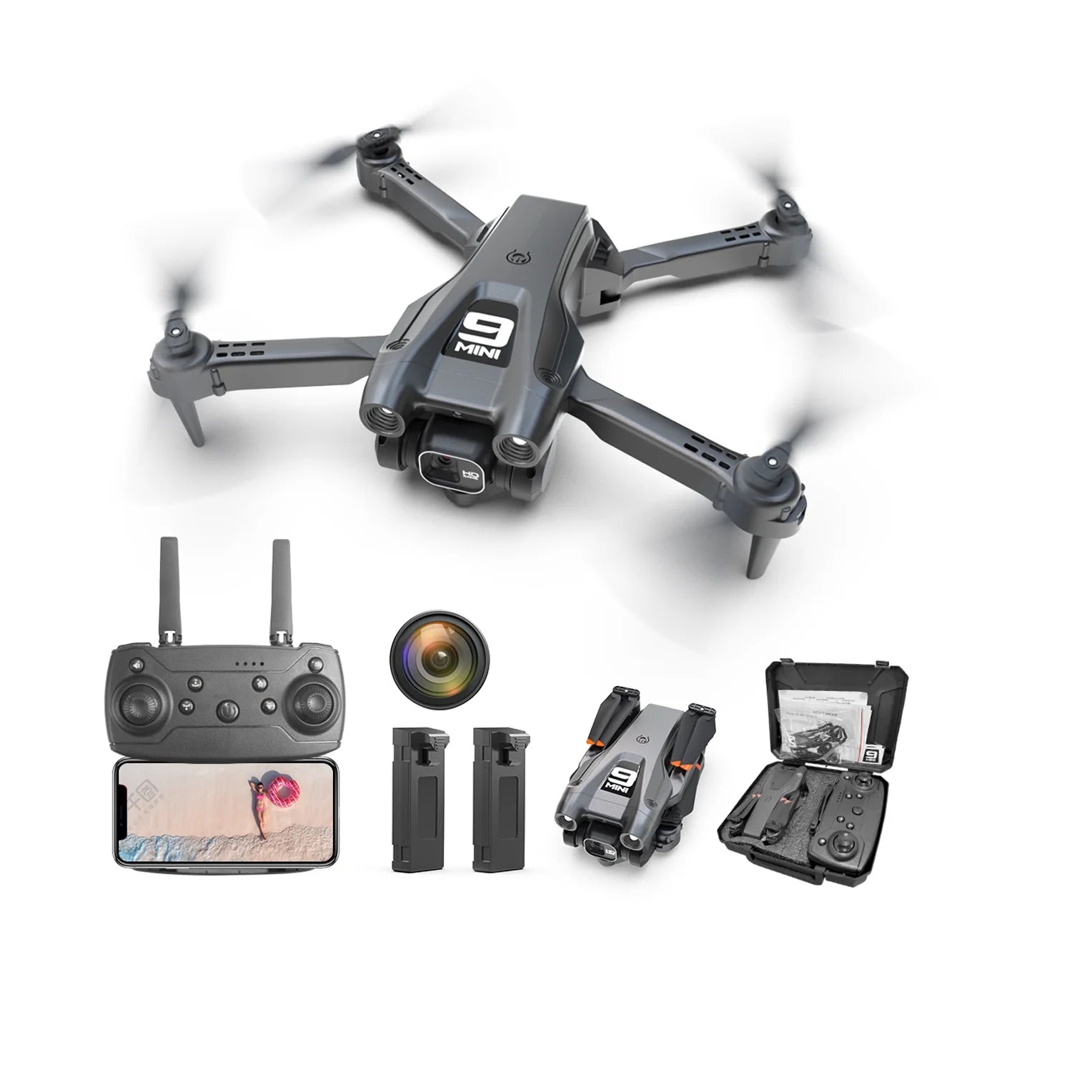 Foldable Drone with 1080P HD FPV Camera, Wifi RC Quadcopter, 360° Flip & Waypoint Flight - Perfect for Kids, Adults & Beginners - Includes 2 Batteries!